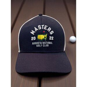 Masters 2022 Augusta National Golf Club Navy & White Mesh Snapback Cap New